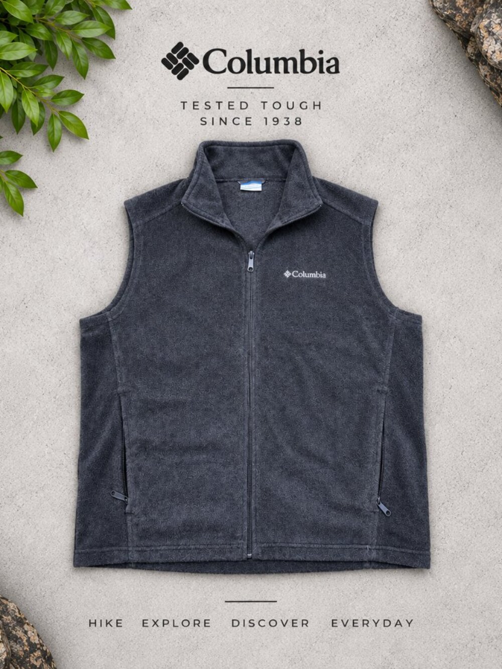 Columbia Men’s Charcoal Gray Full Zip Fleece Vest